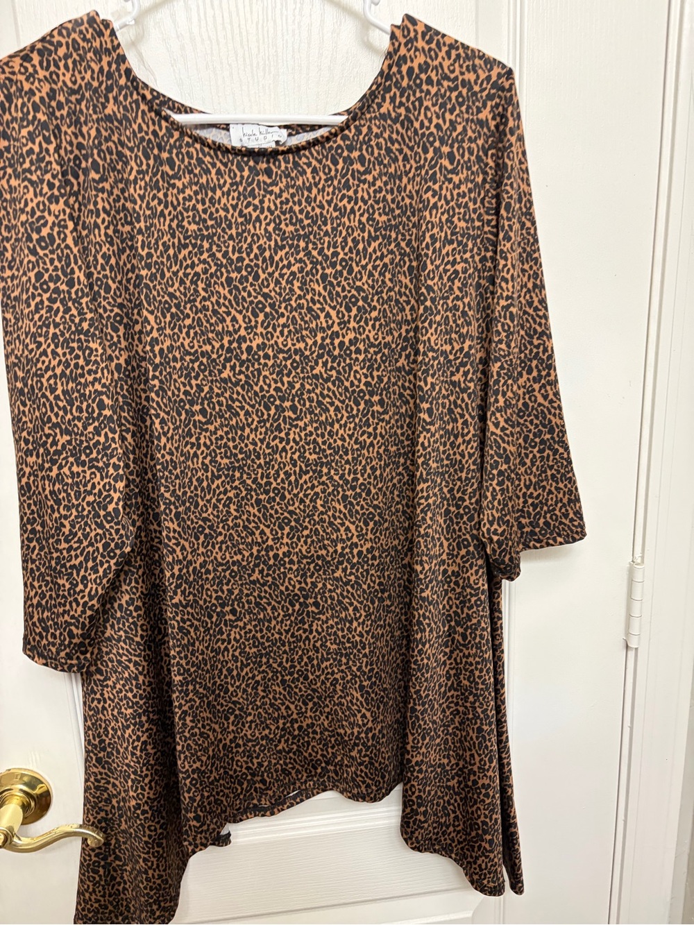 Nicole Miller Brown and Black Leopard Print Blouse